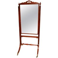 Antique Regency Period Mahogany Cheval Mirror