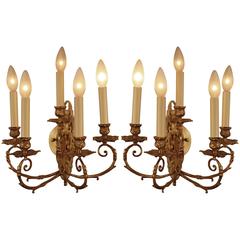Pair of 19th Century French Empire Bronze Wall Sconces