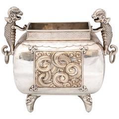 Rare Meiji Period Japanese Silver ".950" Footed Centerpiece Planter 7