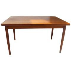 Scandinavian Danish Modern 1950s Rectangular Teak Wooden Dining Table Extendable
