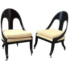 Vintage Pair of Neoclassical Spoon Back Chairs in the Style of Michael Taylor for Baker