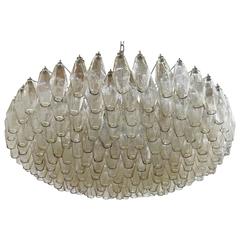 Italian Smoky Murano Glass Poliedri Chandelier by Venini