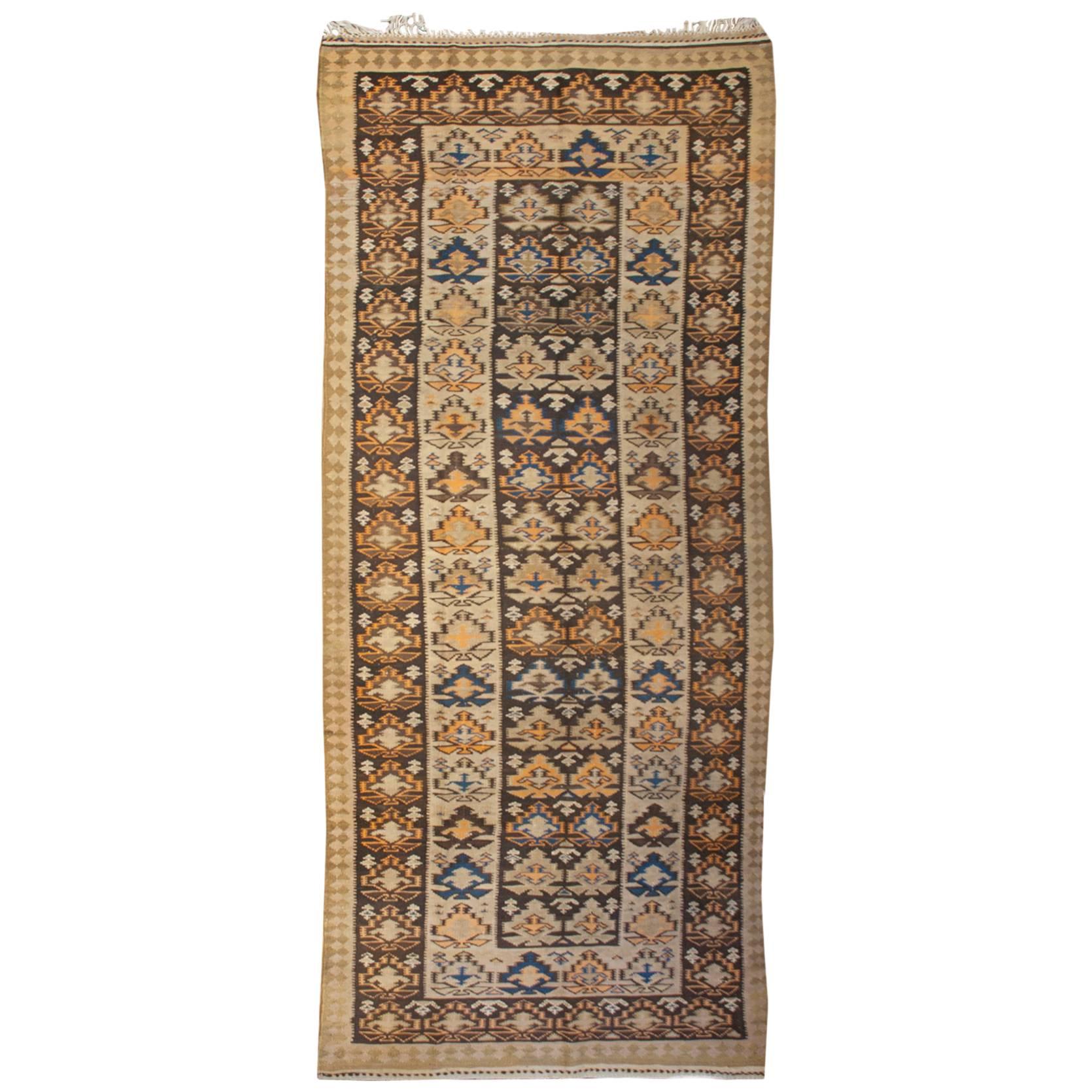 Early 20th Century Qazvin Kilim Runner For Sale