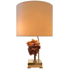 Table Lamp, Desert Rose and Brass, circa 1970, Belgium 2
