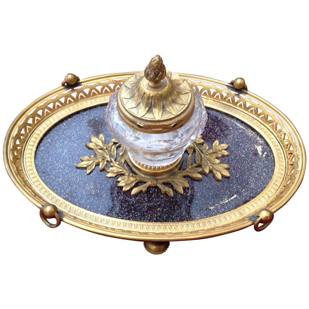 Russian Inkwell Gilt Bronze, 19th Century For Sale