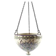 Vintage Aluminia Hanging Flower Pot, Decorated with Flowers, circa 1930s