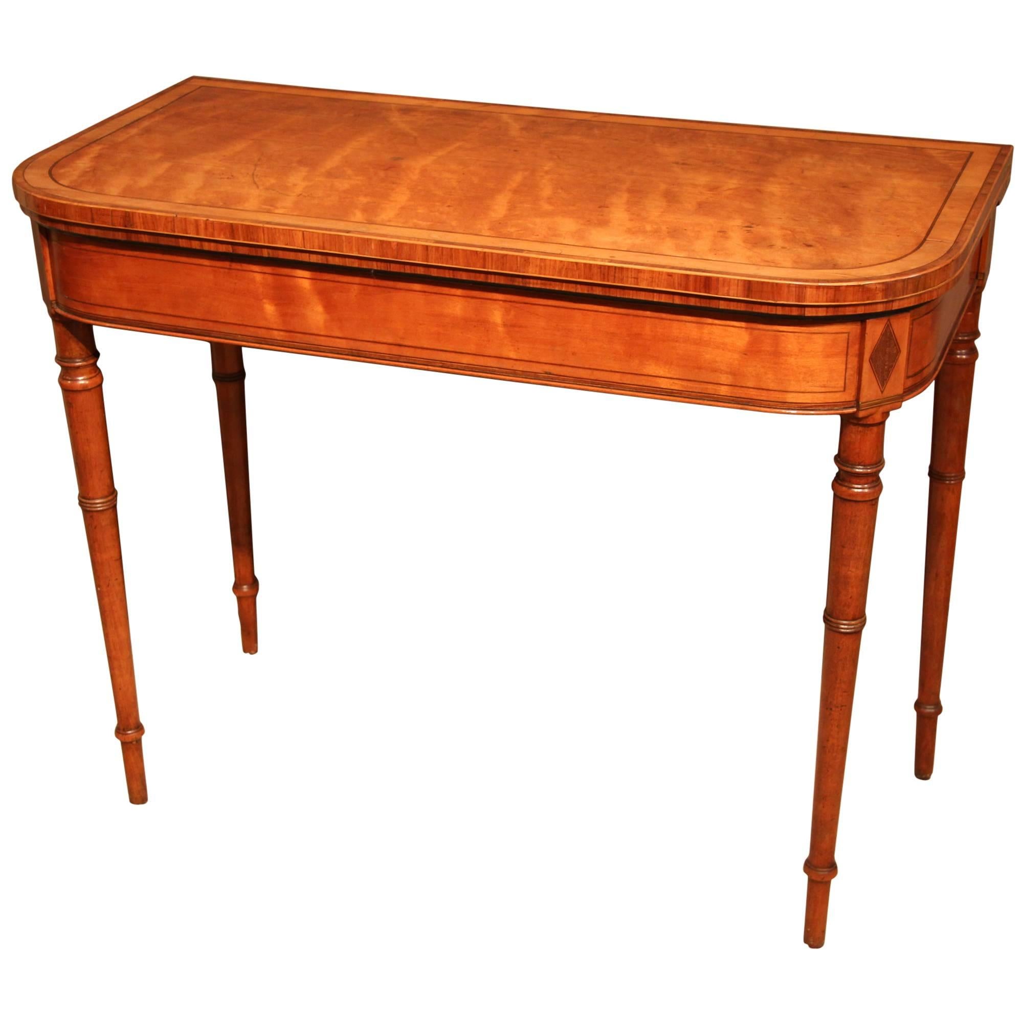 Fine Late George III Satinwood and Rosewood Card Table