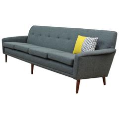 Danish Midcentury Refurbished Four-Seat Sofa in Wool