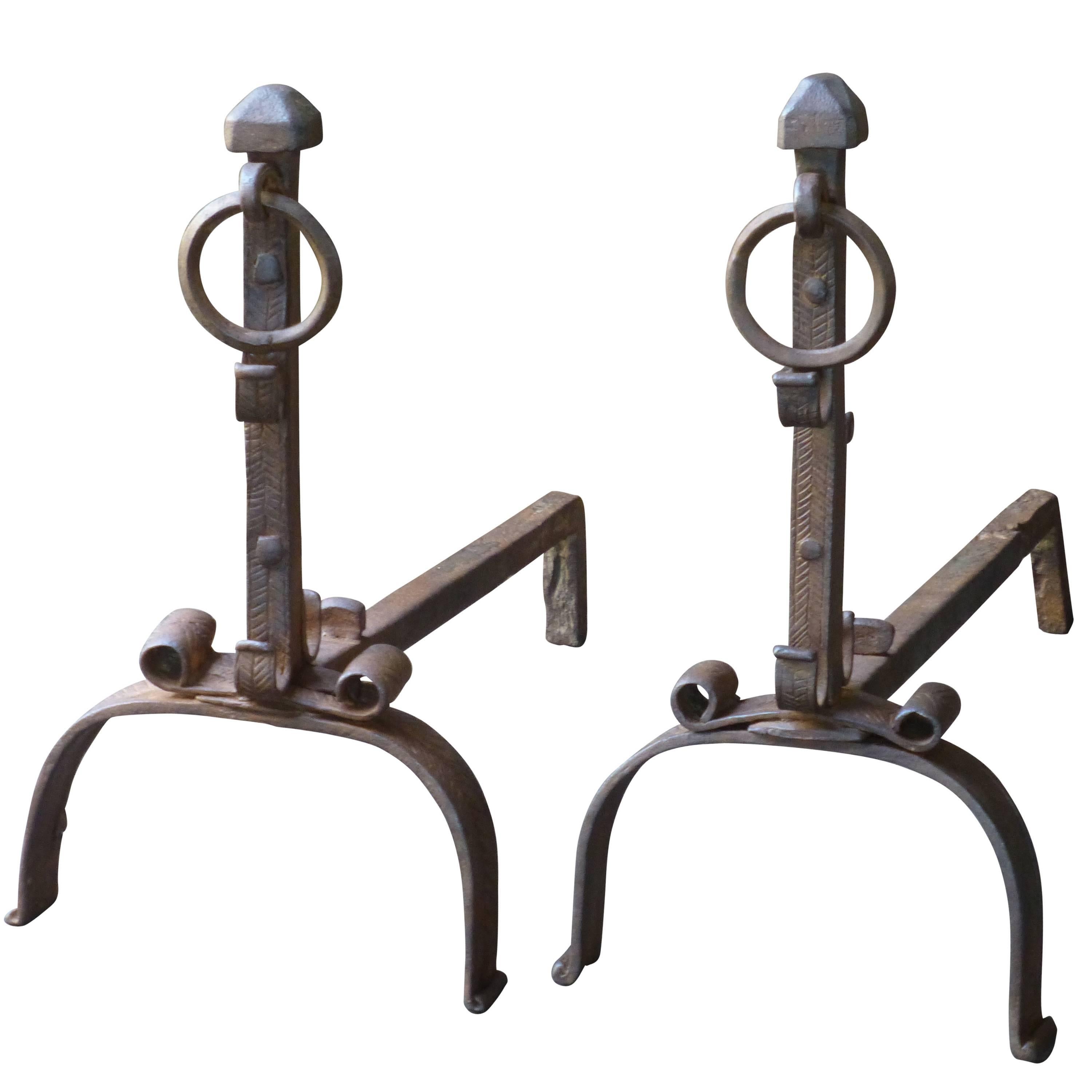 18th Century French Andirons or Firedogs