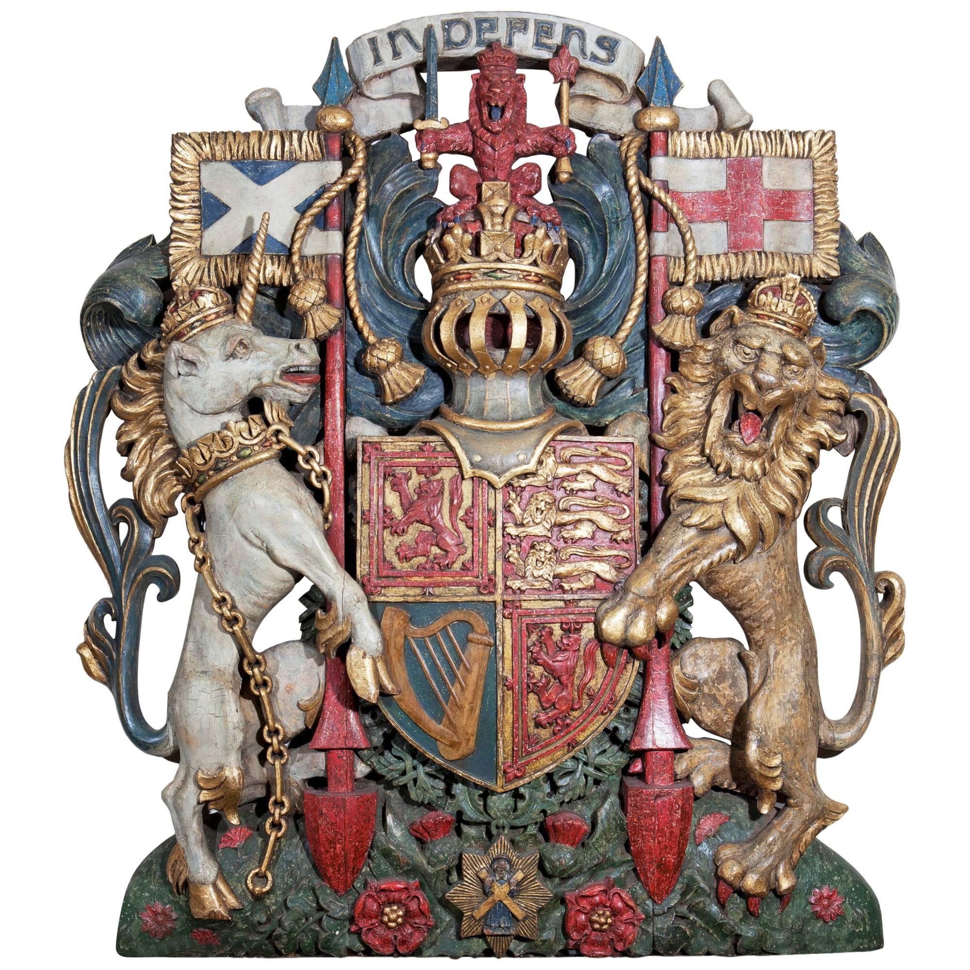 19th Century Royal Coat of Arms of the United Kingdom For Sale