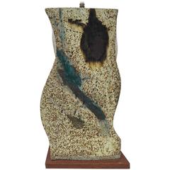 Mid-Century Wave Style Pottery Ceramic Lamp Glaze and Finish