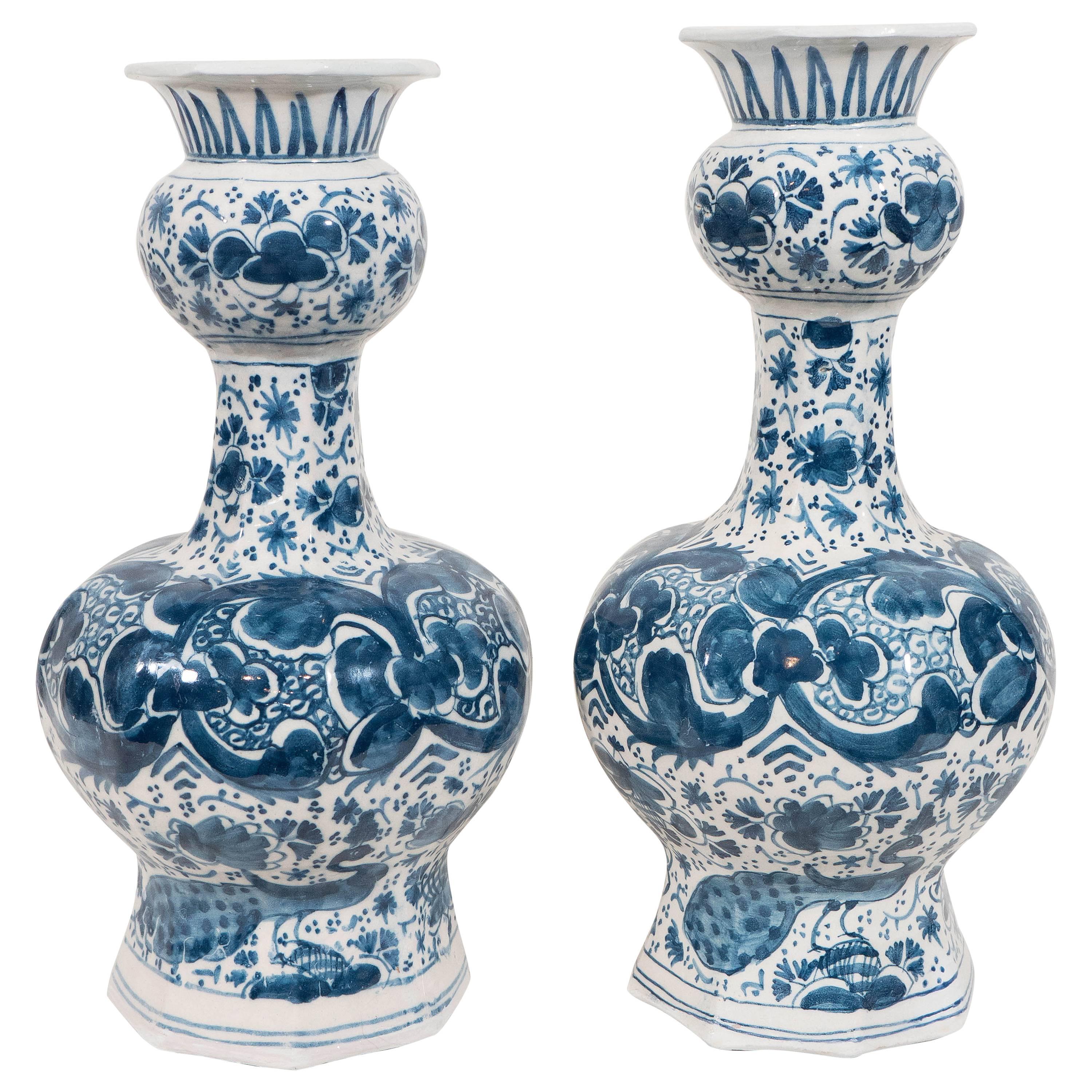 Antique Blue and White Delft Vases
