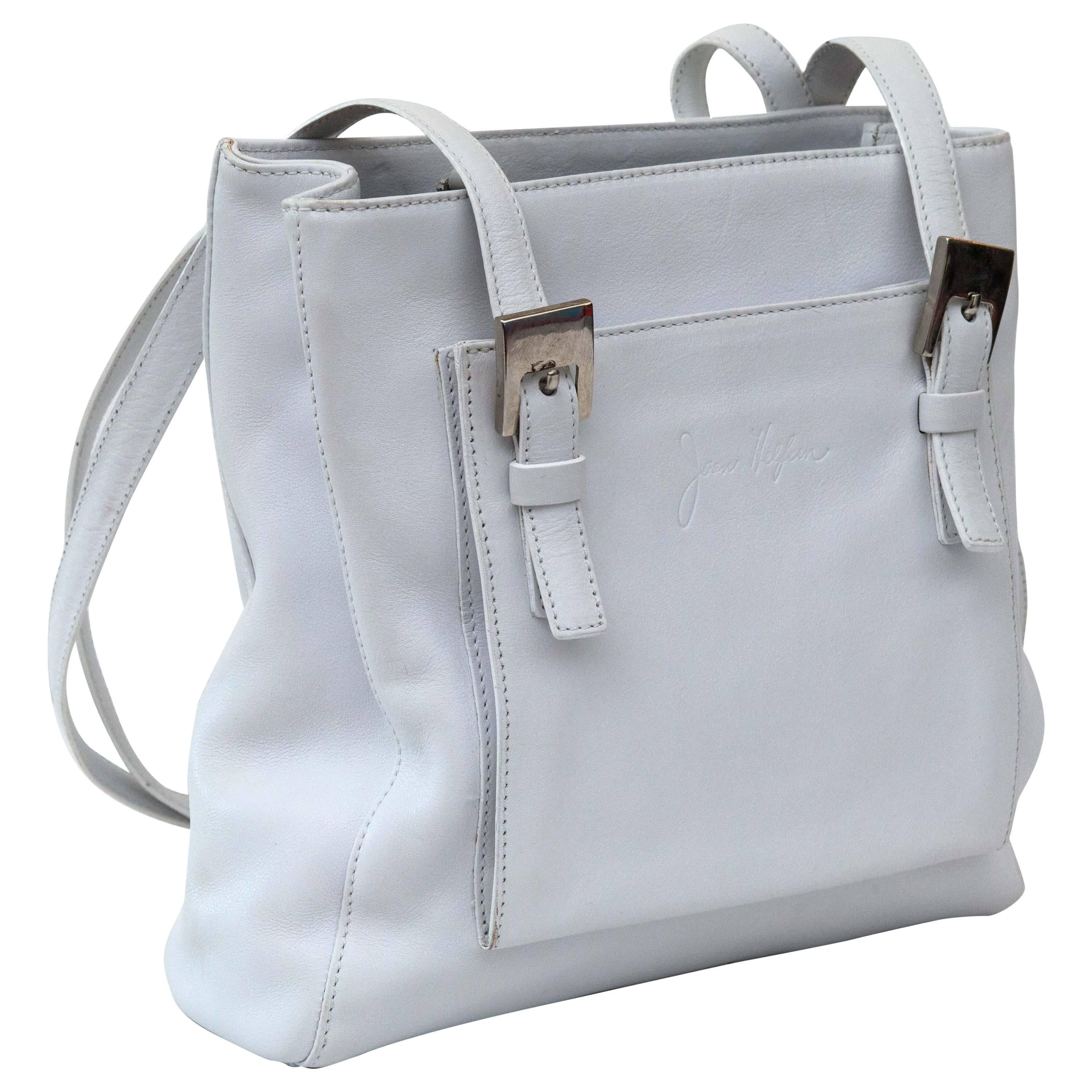 Beautiful Mod Squad White Authentic "Joan Helpern" Signature Leather Handbag For Sale