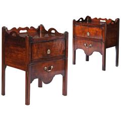 Near Pair of Chippendale Period Bedside Cupboards
