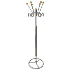 Vintage Italian Chrome and Brass Coat Hat Rack 12