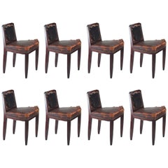 Paul Follot Set of Eight Rosewood Dining Chairs