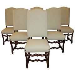 Antique Set of Six Os De Mouton Oak Side Chairs