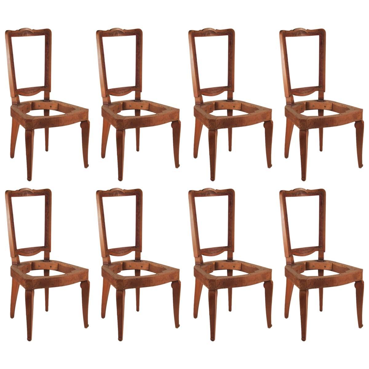 Andre Arbus Set of Eight Dining Chairs in Cherry For Sale