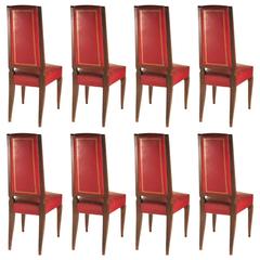 French 1940s Set of Eight High-Back Dining Chairs 3