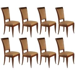 French 1940s Set of Eight High Back Dining Chairs 2