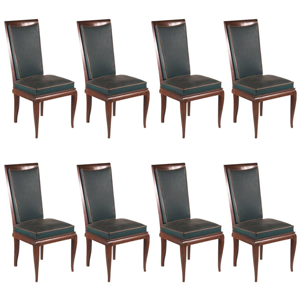 Conjunto de ocho sillas de comedor atribuido a Rene Prou