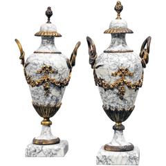 Pair of 19th Century French Marble Garniture