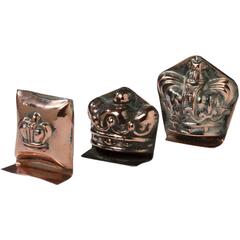 English Copper Set of Two Miniature Aspic Kitchen Cooking Moulds, 20th Century