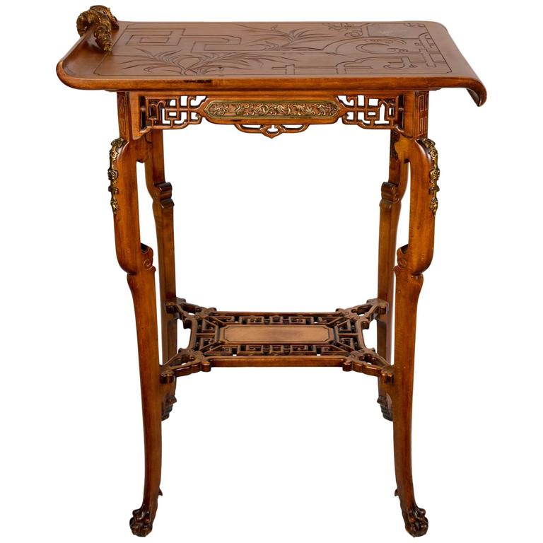 19th Century Stamped Viardot Gueridon With Gilded Bronze Dragon 19th Century Stamped Viardot Gueridon With Gilded Bronze Dragon Table For