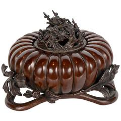19th Century Meiji Japanese Bronze Pumpkin Incense Burner (Brûle Parfum)