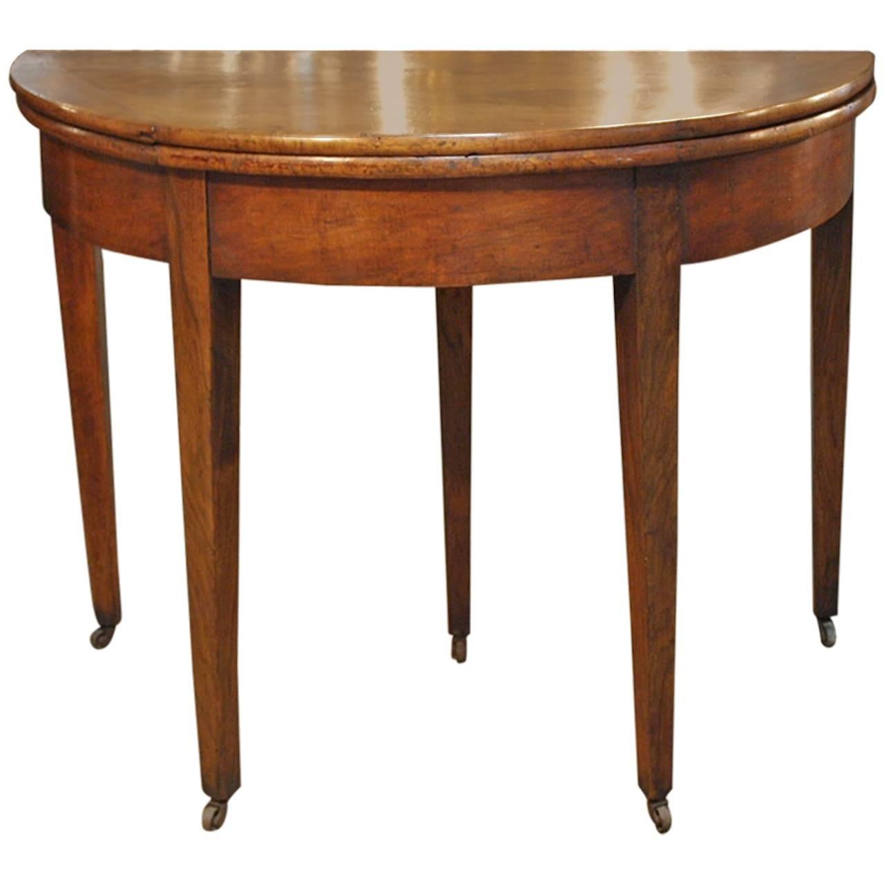 French Directoire Demilune Console in Walnut
