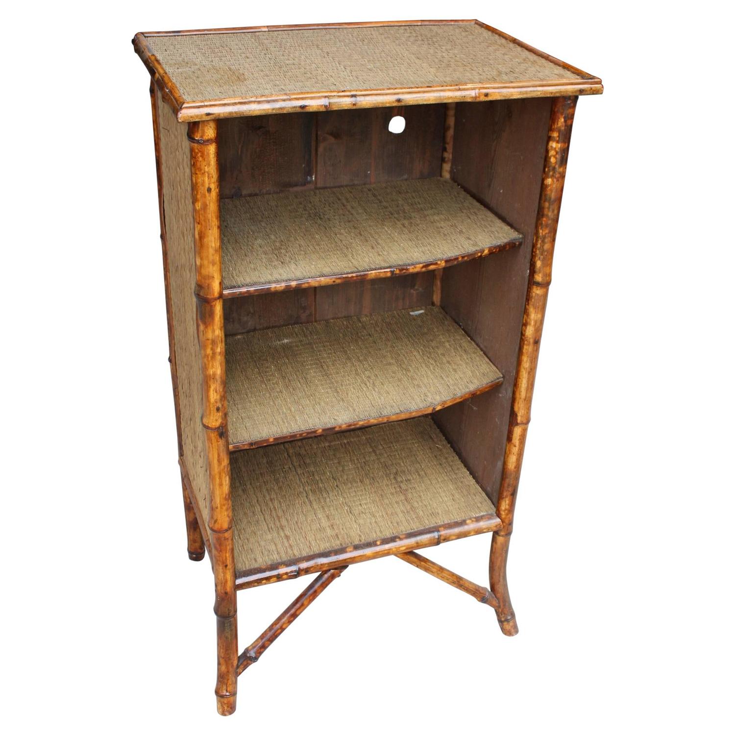 Bamboo with Three Rattan Shelves at 1stdibs