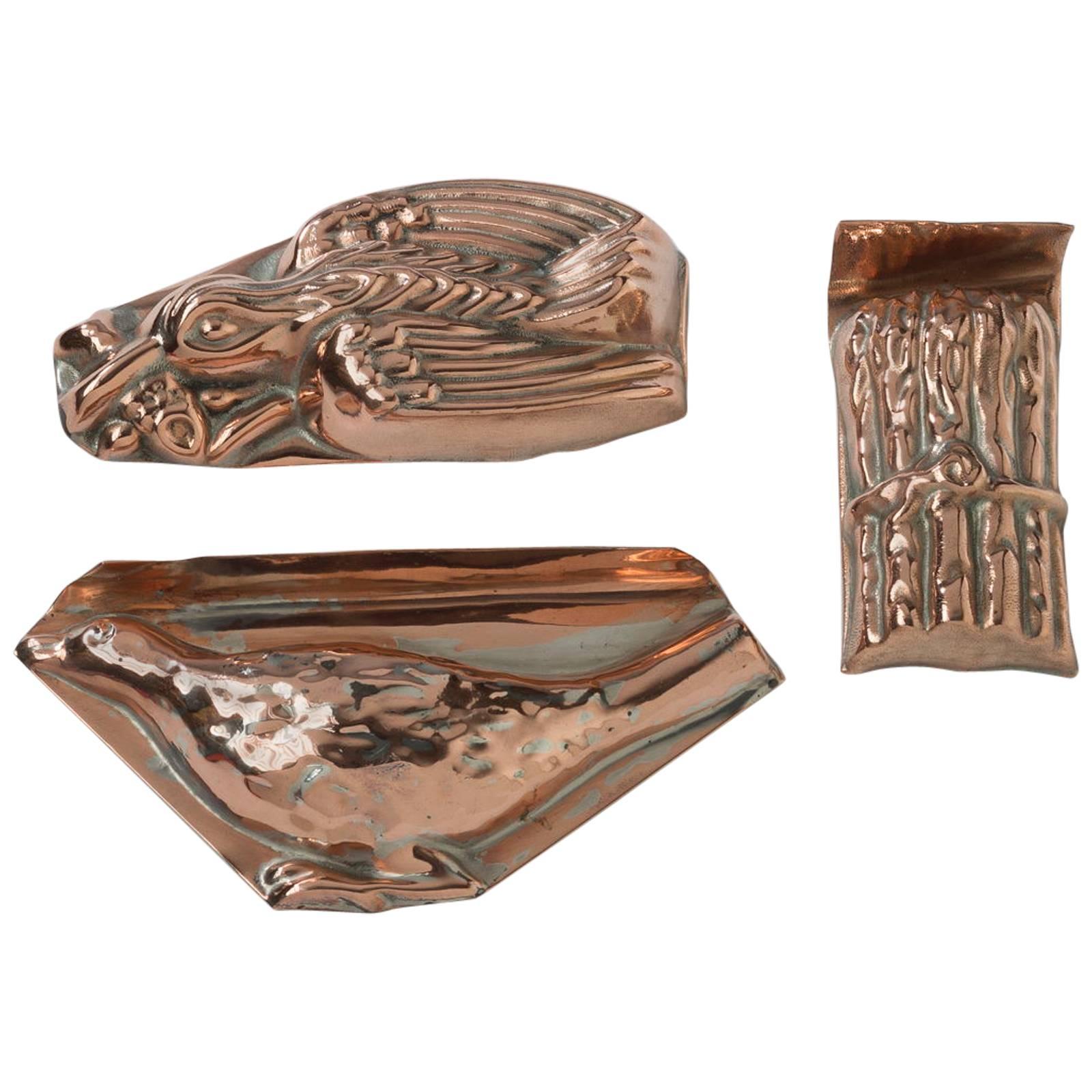 English Copper Miniature Aspic Cooking Kitchen Moulds, Late 19th Century For Sale