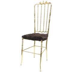 Italian Polished Brass Chiavari Side Chair