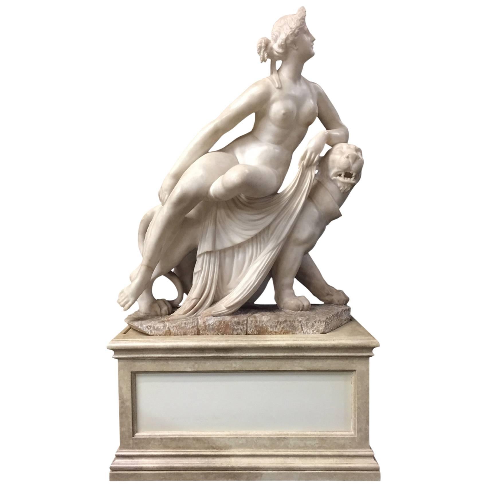 Alabaster Figure of Ariadne on the Panther, 19th Century