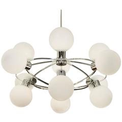 Exceptionally Large Orbital Globe Chandelier in Chrome