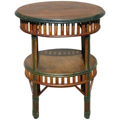 Antique Stick Wicker End Table