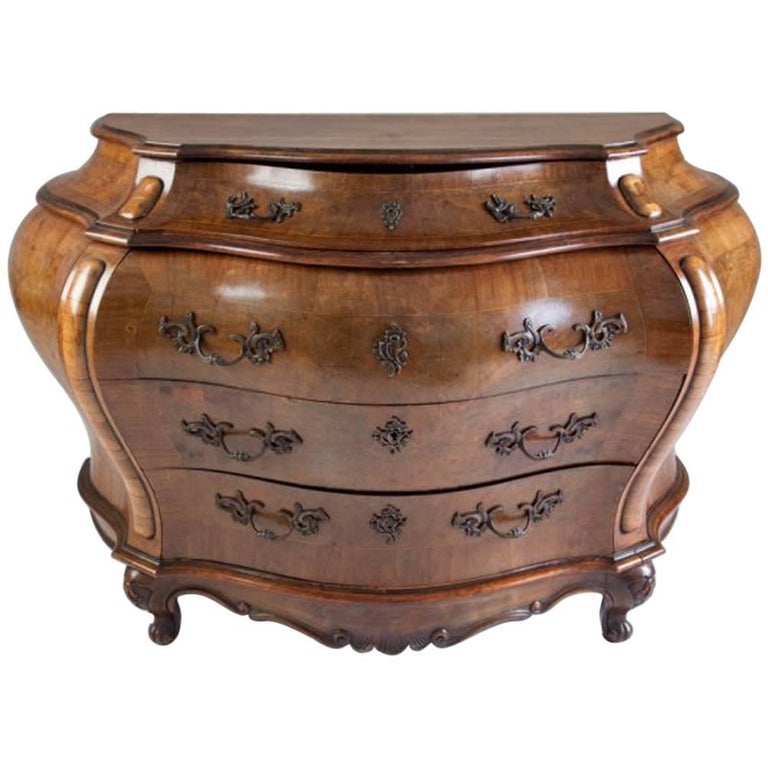 19th Century Italian Rococo Style Bombe Commode For Sale at 1stDibs