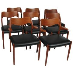 Set of Eight Niels Moller Dining Chairs, Two-Arm & Six Side