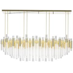 European Gold-Plated, Brass and Crystal Modern Waterfall Chandelier by Luxxu