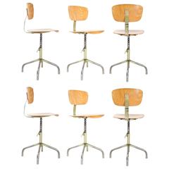 Six Pieces Rare Industrial 1950s German Swivel Drafting Stools/Chairs by Walter 8