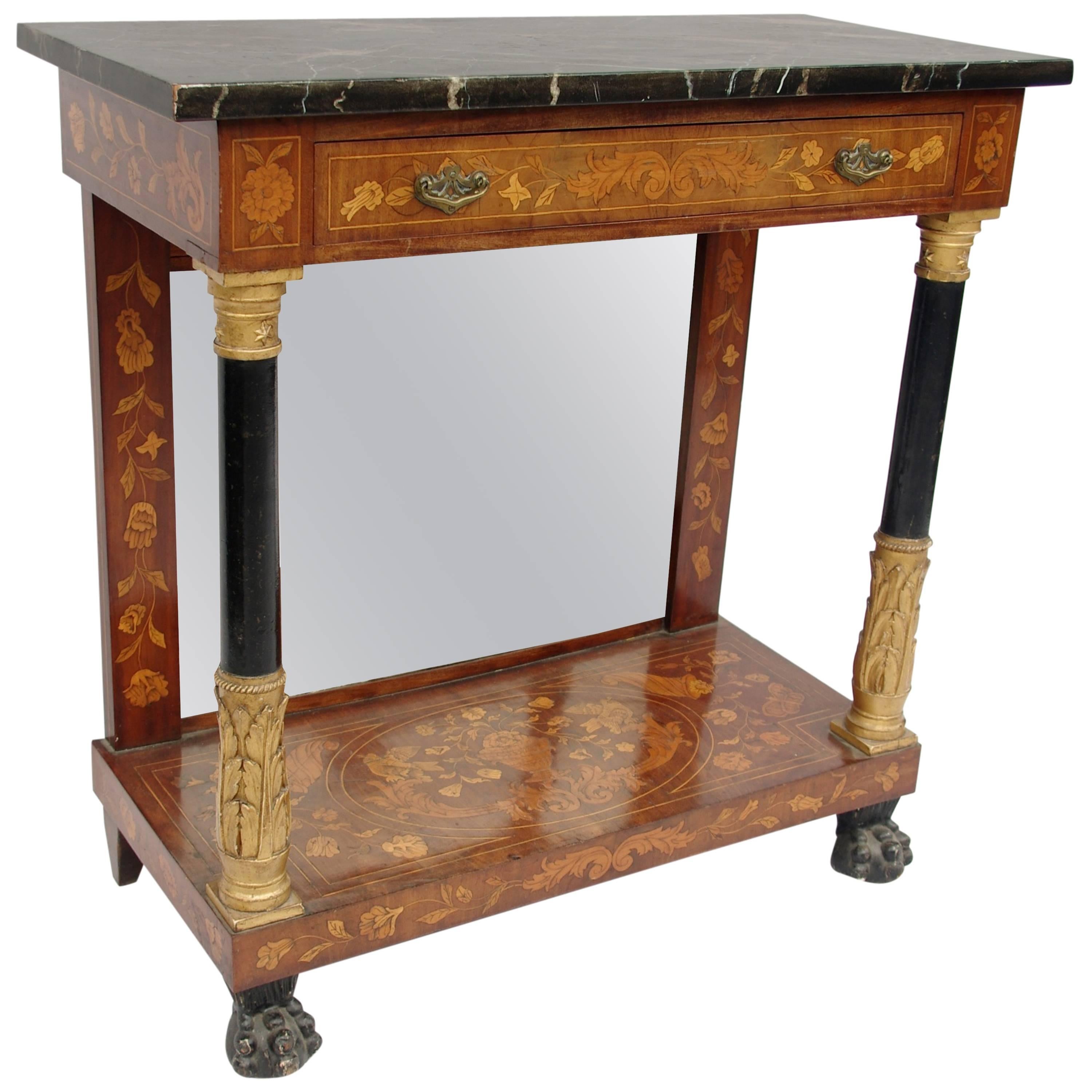 19th Century Dutch Console with Marquetry Decor