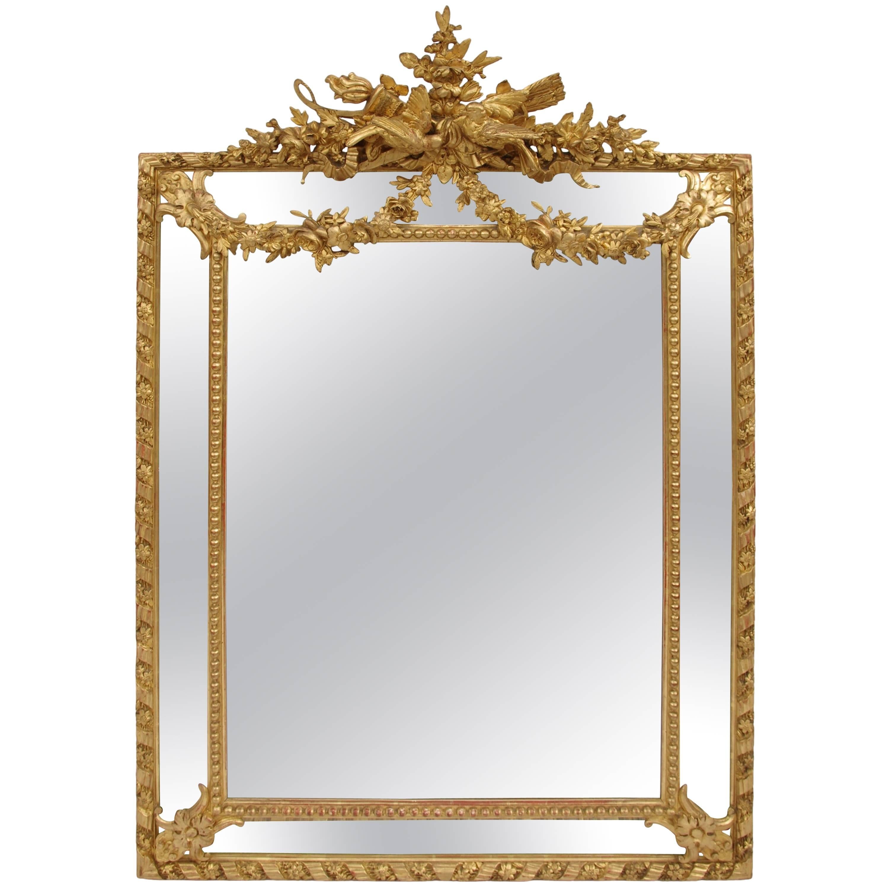 Napoleon III Period, Louis XVI Style Pareclose Gilt Stucco Mirror