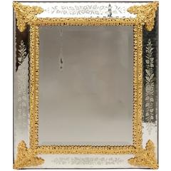 Pareclose Mirror in Gilt Bronze and Engraved Decor, 1880 1
