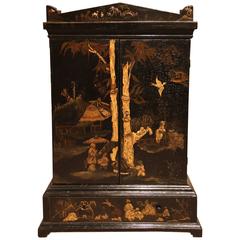 George III Gilt and Black Japanned Table Cabinet