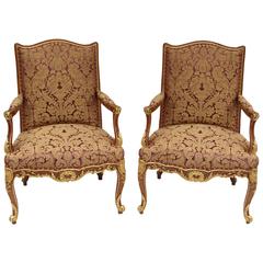 20th Century Pair of Regency Style Beechwood Armchairs