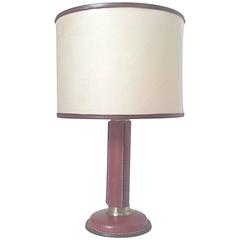 Stitched Tan Leather Lamp