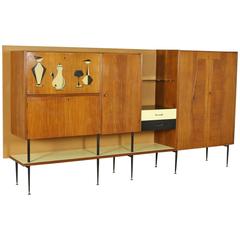 Retro Living Room Mahogany Veneered Cabinet Covered with Formica, Italy, 1950s