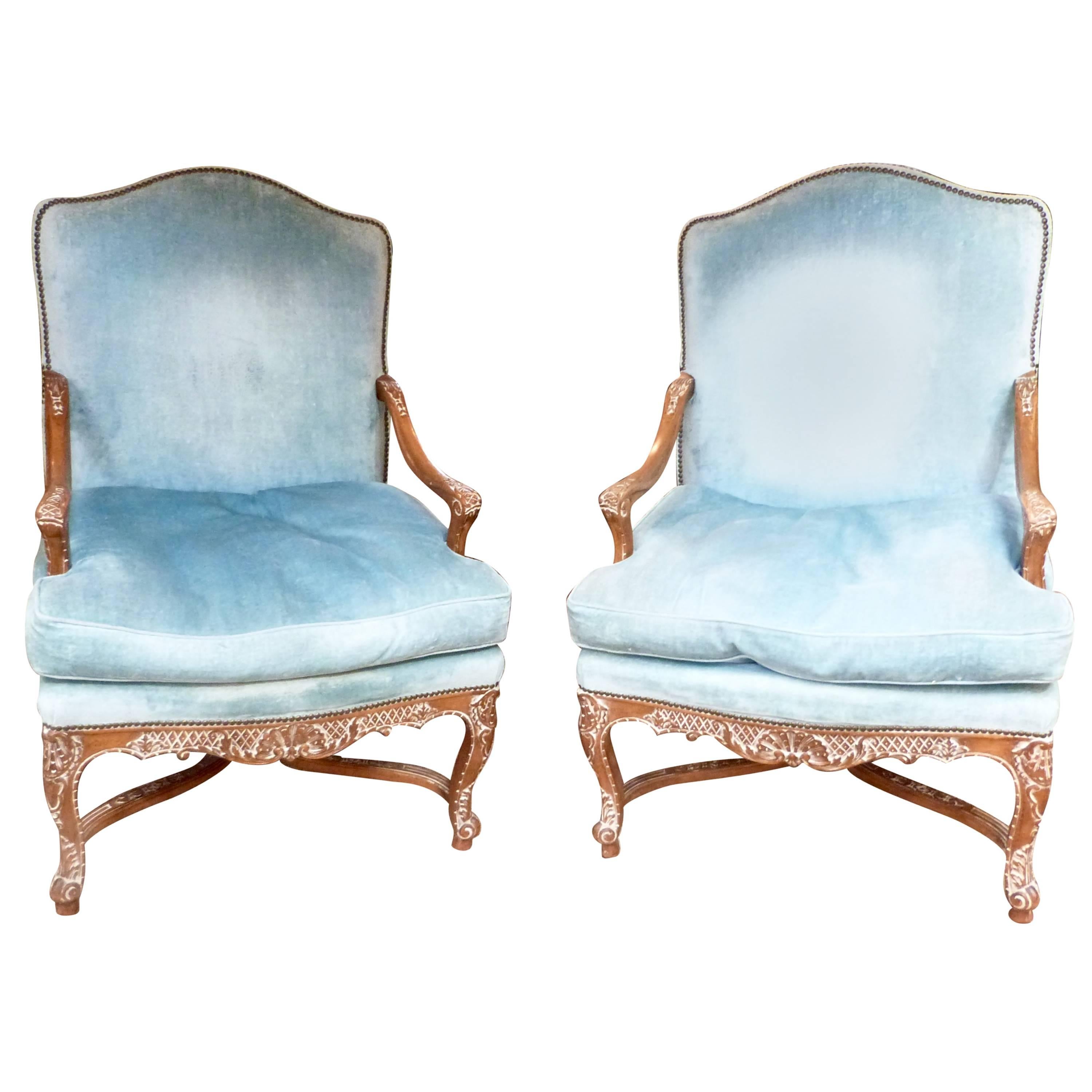 Pair of Swedish Rococo Style Armchairs For Sale