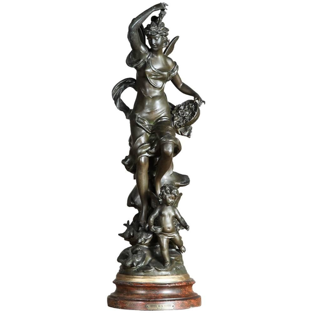 19th Century Belle Époque Period Statue “Reveil de la Nature” by Rousseau