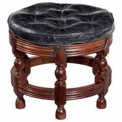 Anglo-Indian Hardwood Circular Bergère Stool by Spencer & Co Ltd, Madras